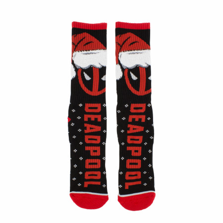 Deadpool Santa Claus Hat Logo Athletic Crew Socks